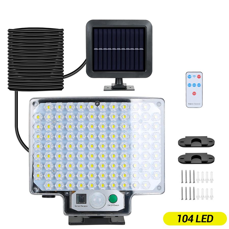 1PC 192 LED Split Solar Light Outdoor Waterproof with Motion Sensor Floodlight Remote Control 3 Modes for Patio Garage Backyard