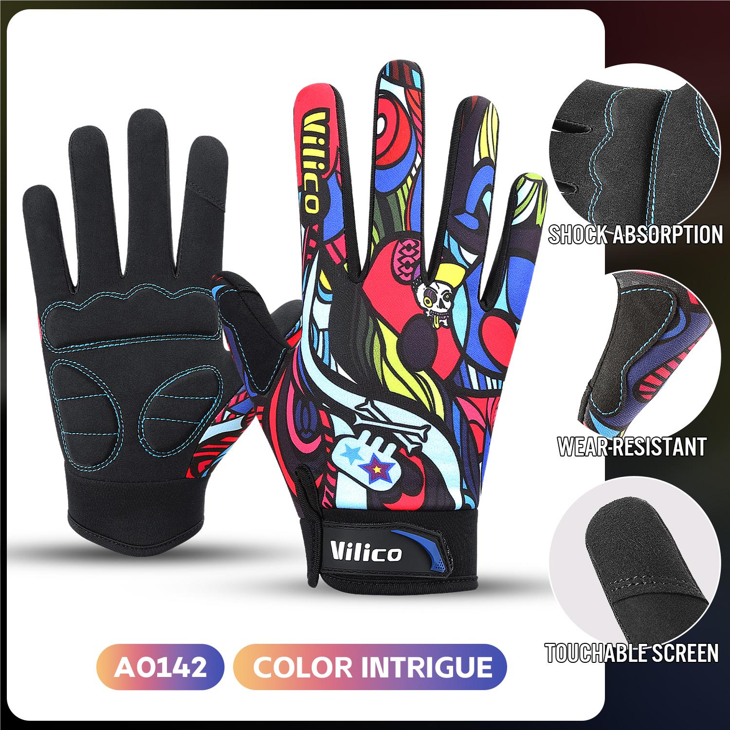 

Riding Gloves Road Bikes Shock-Absorbing Anti Slip Wear-Resistant Touch Screen Sports Mountain Bike Gloves Halloween Gift Gloves M