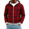 Felpa con cappuccio da uomo reversibile patchwork a quadri con zip per autunno e inverno