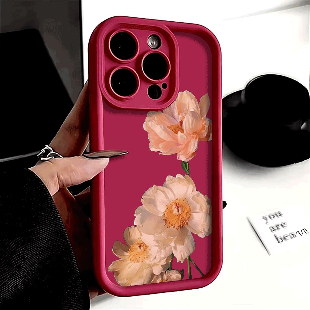 Peach Flowers Shockproof Phone Case For Samsung S25 FE Plus Ultra S24 S23 S22 S21 A70 A30 M33 Anti-Slip Soft TPU Cover