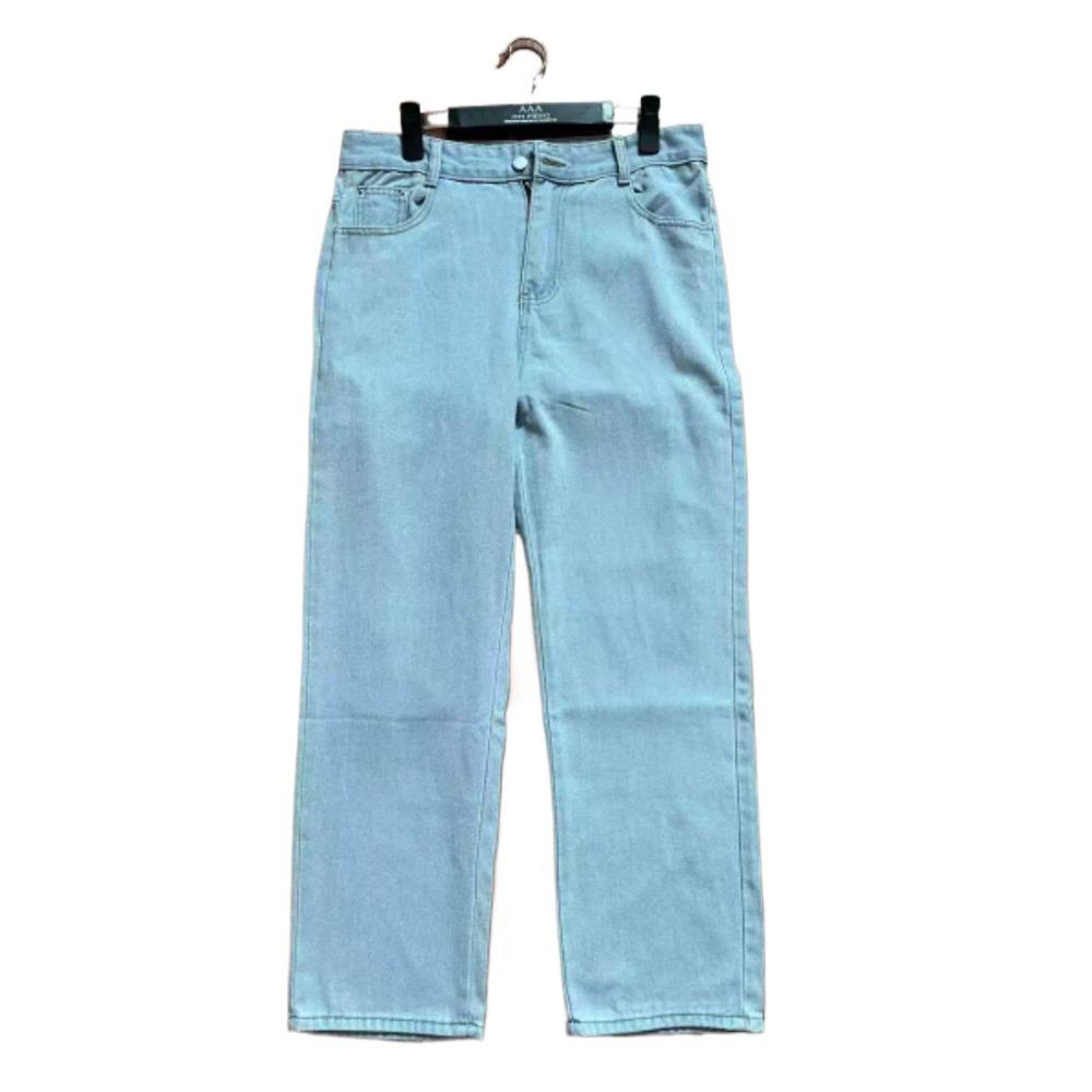 Damen Jeans mit hoher Taille und geradem Bein, Lockere Wide Leg Jeans aus Denim, Säuregewaschen Hellblau Dehnbare Jeans mit Taschen, Lässige Büro-Arbeitshosen