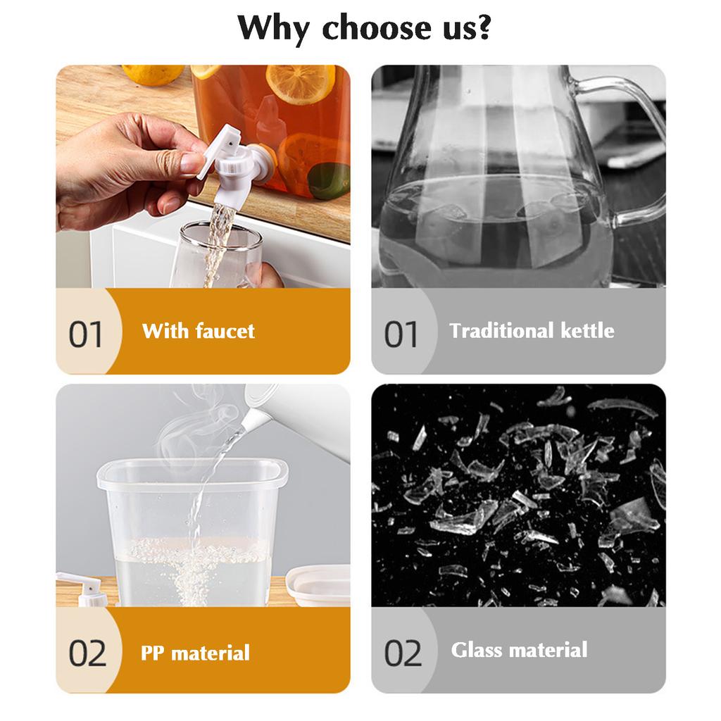 3.5L/5L Large Water Dispenser with Faucet Cold Water Bucket Fridge Beverage Drink Dispenser Plastic Fruit Juice Container