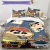 Set copripiumino 3 pezzi (1*Copripiumino + 2*Federe, Senza Nucleo), Set Biancheria da Letto Morbido Stagione Unica con Stampa Crayon Shin, Regalo per Arredamento Camera da Letto