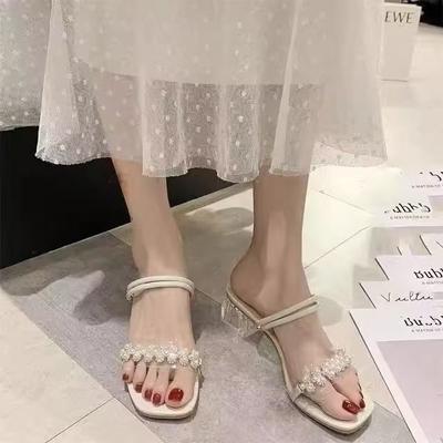 French Beauty with Skirt Two Wear Slippers 2025 Summer New Wear Fashion Fairy Temperament High Heel Sandals Woman