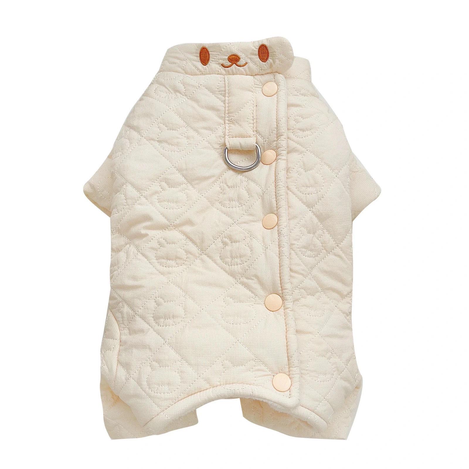 

Cozy Autumn/Winter Dog Coat: Cotton Bichon Apparel with Traction Ring. XL Chest 50cm Back 40cm (10-13 lbs)