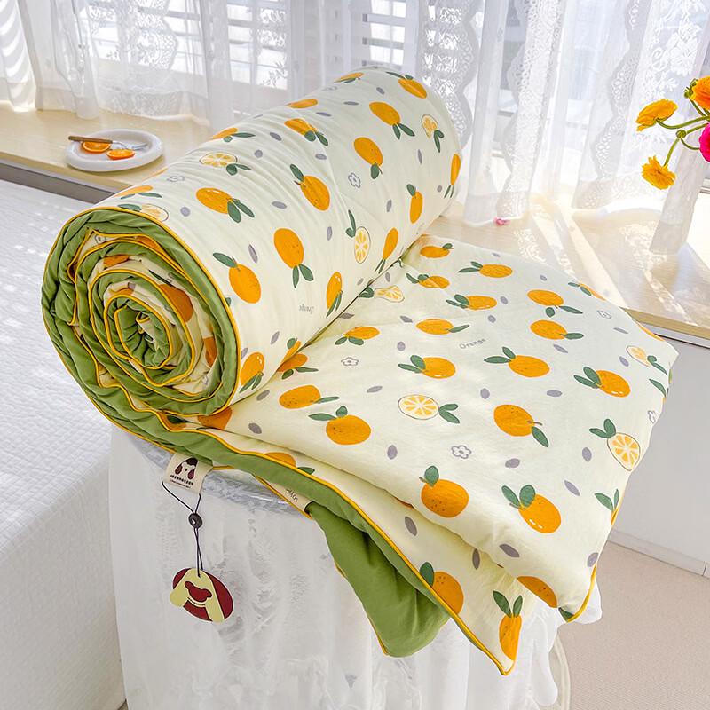 Mling Washed Cotton Double Gauze Summer Quilt - Little Orange