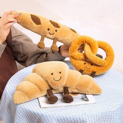 Croissant Plush Toy Stuffed Simulation Bread Plushies Soft Food Pillow Cushion Stress Relief Toy for Kids Adults