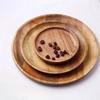 15/20/25cm Plateau de Service Rond en Bois Plateau Bois Rétro Assiette à Pizza Salade Fruit Dessert Récipient à Pain Gâteau Plat à Collations