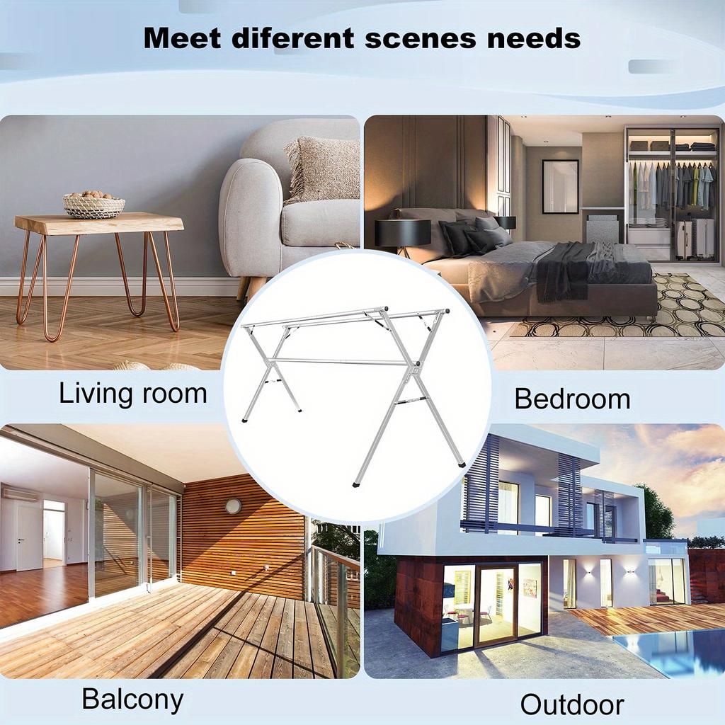 X-Shape Foldable Stainless Steel Drying Rack,Indoor Outdoor Universal Clothes Rack,Drying Clothes and Quilts,Storage Organizer