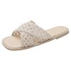 Woven Flat-bottomed Crossed French Holiday Cool Slippers Women's Summer Wear Fashion 2025 New Seaside Beach Shoes