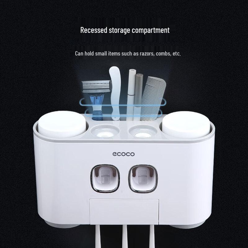 Wall-Mounted Punch-Free Toothbrush Holder with Cups