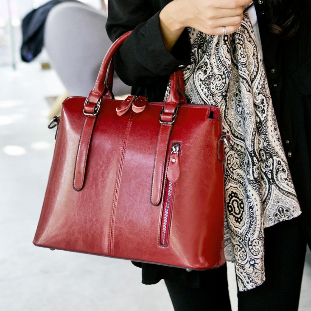 Style Leather Women's Bag Women's Hand Crossbody One Shoulder Oil Wax Cowhide Bag