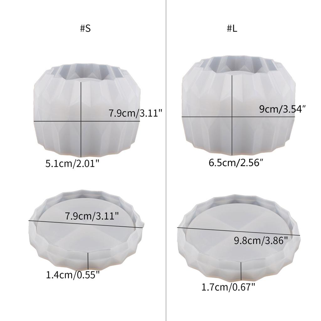 Geometric Round Gypsum Silicone Molds for Candle Holder Making Succulent Plant Flower Pot Pen Holder Storage Box Mold
