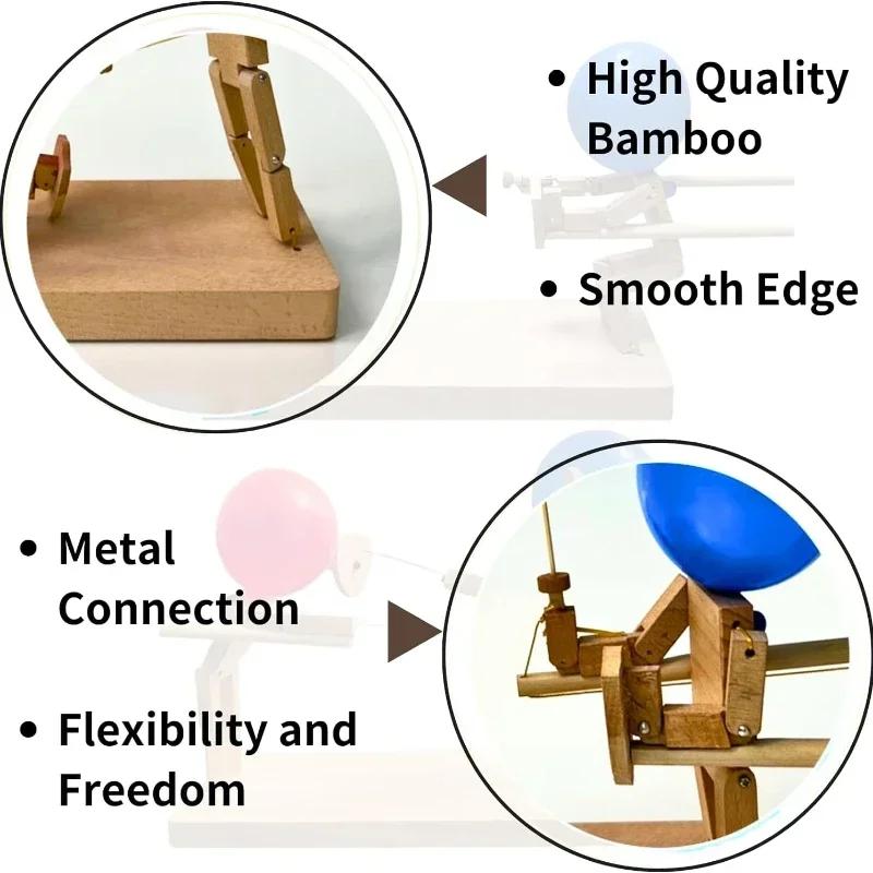 Balloon Bamboo Man Battle Wooden Robot Battle Game for Two Family Gathering Party Game Bamboo PK Puppet Set Children's Gift
