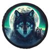 Wolf and Bear Moon Full Graphic Tire Cover Polyester Fiber Wheel Protector Universal Fit