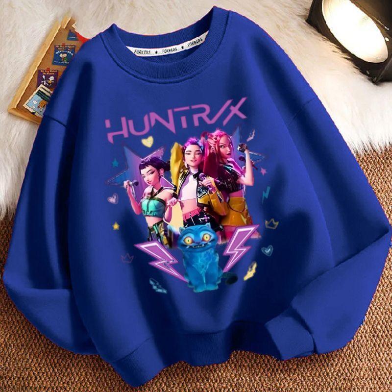 Kinder-Mode Hexenjagd Team Rundhals-Hoodies für Herbst und Winter, Lockere Langarm-Freizeitjacken für Jungen und Mädchen