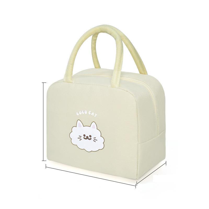 

Сумка-тоут для ланча в минималистичном мультяшном стиле, термо, из ткани Оксфорд, портативная белый
