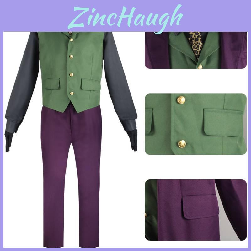 Batman Il Cavaliere Oscuro Joker Heath Ledger Costume Cosplay Con Giacca Viola Per Halloween Gioco di Ruolo