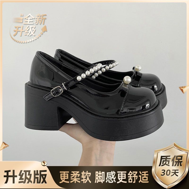 Versatile heightening round head platform small leather shoes women's new summer skirt Mary Jane shoes