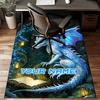 1PC Custom Name Blue Dragon Fantasy Forest Theme Floor Mat Ideal for Living Room, Game Rooms, Office, Bedroom,Floor Mat Playful Design