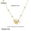 European and American French Light Luxury Plated 18k Gold Stainless Steel Fritillary Bow Pendant Necklace Women's Bead Chain Jewelry