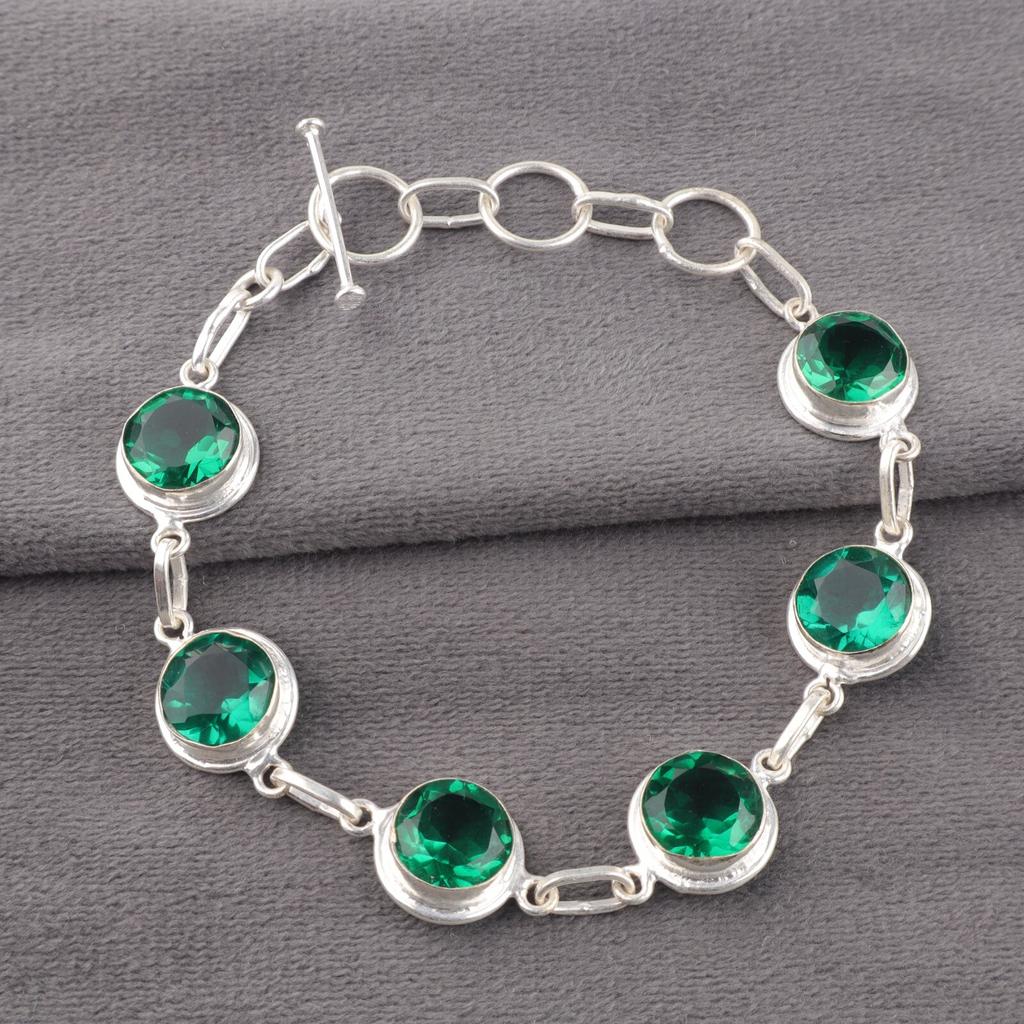 Chrome Diopside Gemstone 925 Sterling Silver Jewelry Handcrafted Bracelet 7-9" RB-13-3