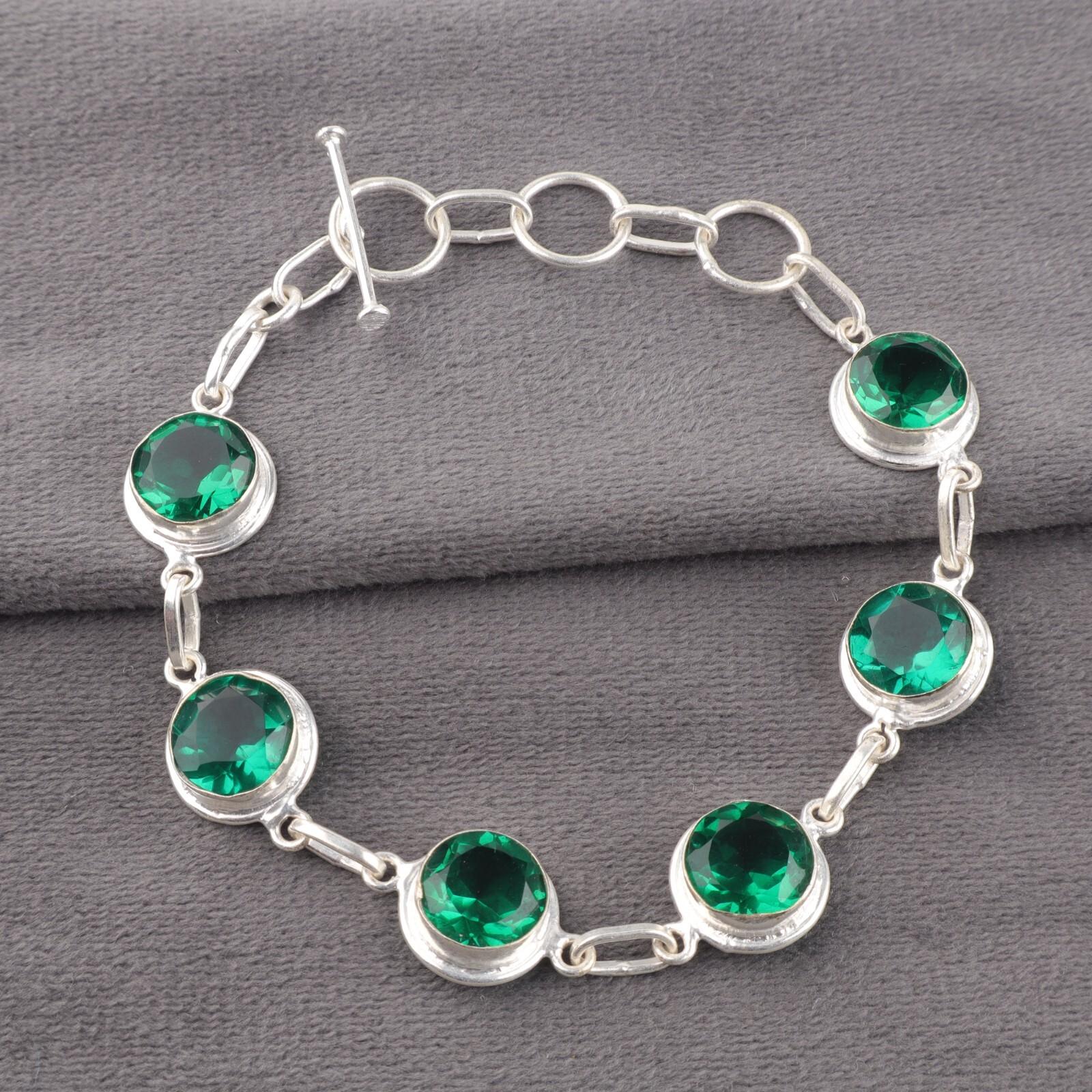 

Хромдиопсид Драгоценный камень Серебро 925 пробы Ювелирное изделие Ручной работы Браслет 7-9 RB-13-3