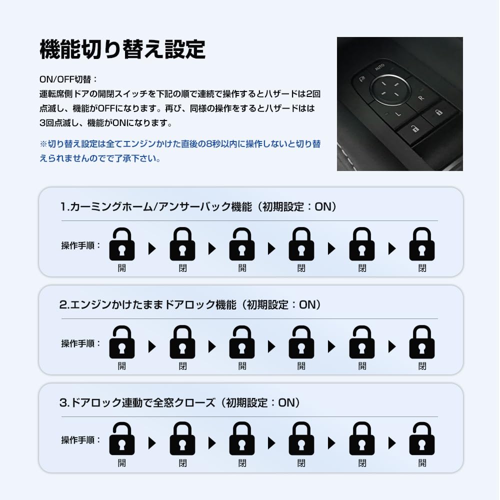 Alphard 40 Series, Vellfire 40 Series, 10 Functions, Car Door Lock, Smart Key Linking,