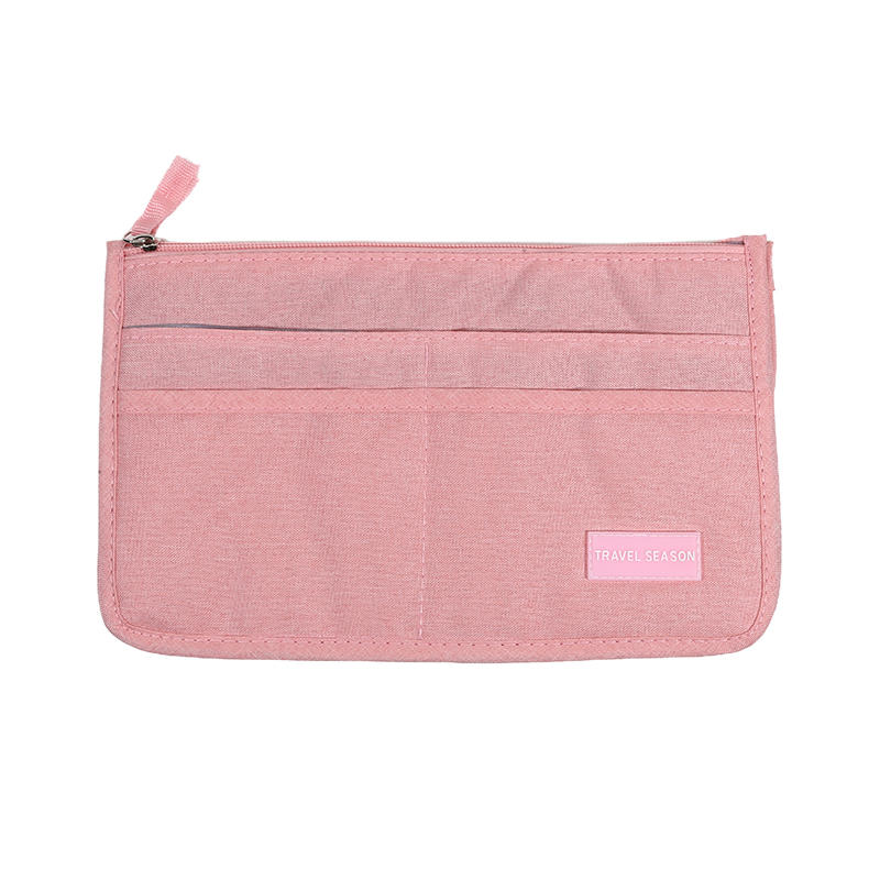 

Insert Double Organizer Bag Multifunctional Portable Folding Storage With Zippers Large Capacity WOMEN S Makeup S 8.6x2.7x6inch розовый