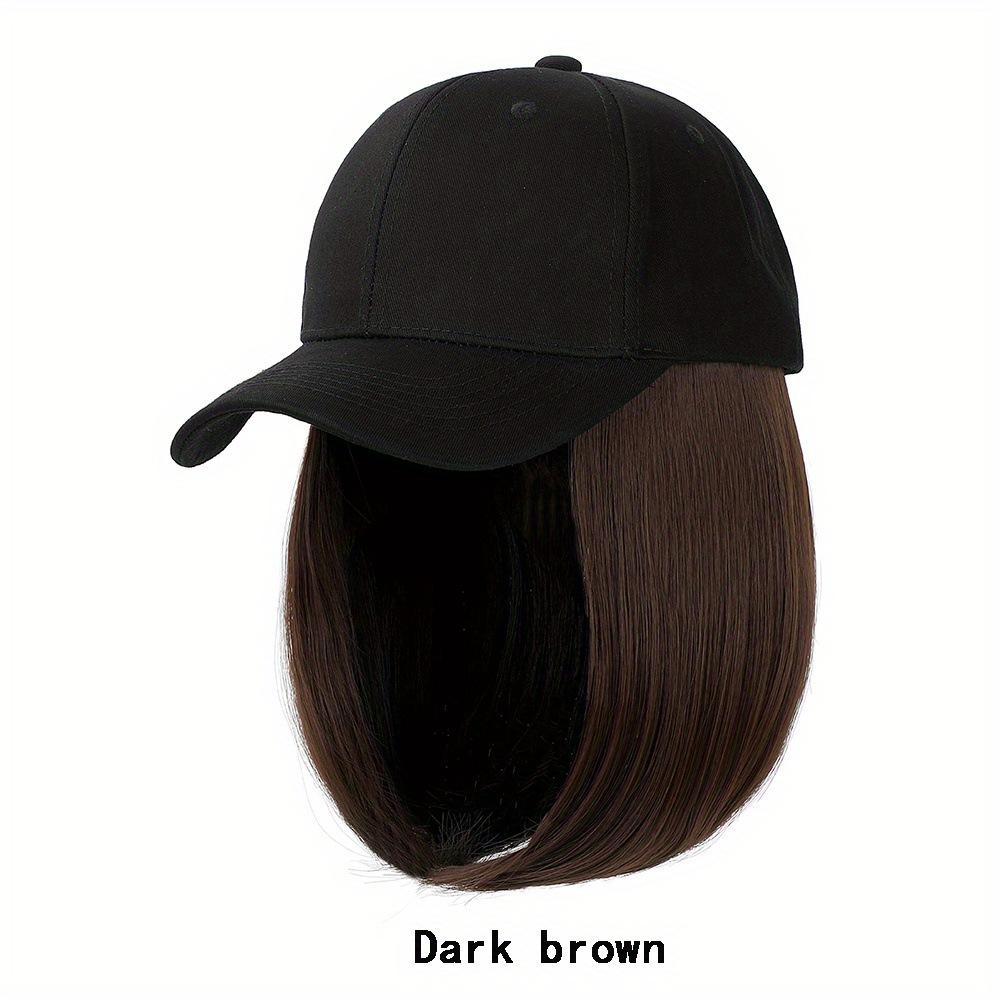 Perruque Casquette Intégrée Bec de Canard 2 en 1, Chapeau de Baseball à Cheveux Synthétiques Bob Court Pour Femmes Protection Solaire Quotidienne