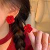 Ankola Red Geometric Earrings for Women - New Year Festive Love, Autumn & Winter Style