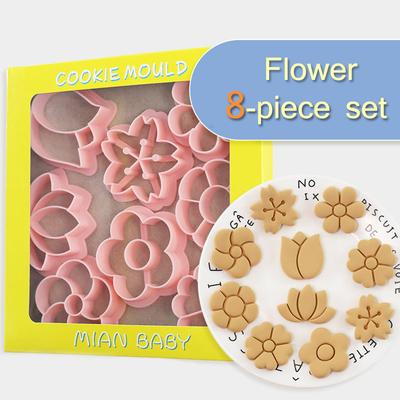 Set 8 Bucăți Forme de Biscuit în Formă de Floare Lalea Floare de Piersic Model Floarea Soarelui Ștampilă Tăietor pentru Fursecuri Unelte pentru Copt DIY Acasă