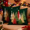 Weihnachts Karierter Kissenbezug Weihnachtsbaum Kissenbezug mit Verdecktem Reißverschluss Karomuster Zierkissenbezug für Festliche Heim Bauernhaus Deko