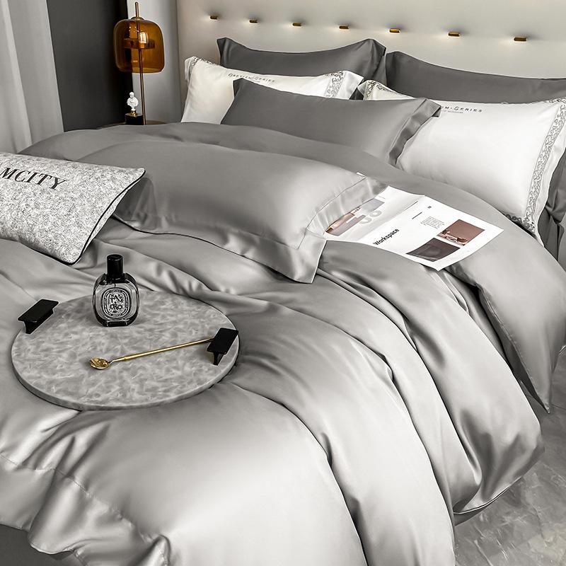 Set de patru piese din bumbac cu capse lungi, 100 de conturi