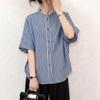 ZANZEA Women Casual Round Neck Stripe Print Loose Half Sleeve Blouse