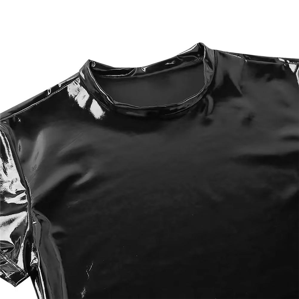 1pcs Men Top Black/Red Clubwear Costume Faux Leather Mens