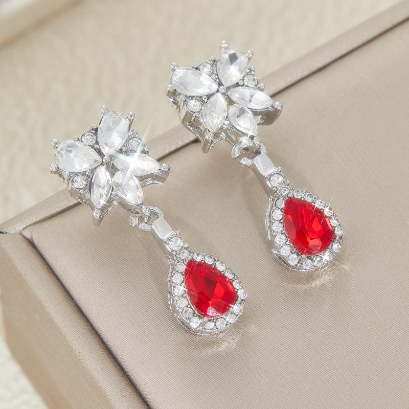 

1 пара Роскошные Нежные Ярко-красные Циркониевые Серьги-подвески в виде капли воды Женские Свадебные Вечерние Эстетичные Серьги Подарок на годовщину