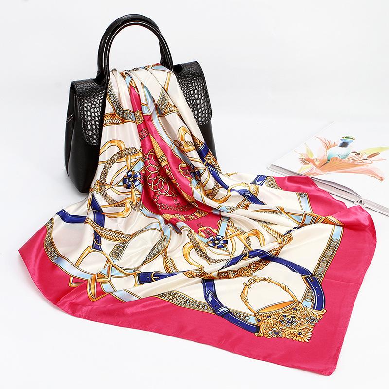 

Весенне-летний атласный длинный шарф для женщин, солнцезащитная шаль, модный атласный длинный шарф для красоты, универсальный дорожный шарф 90*90cm