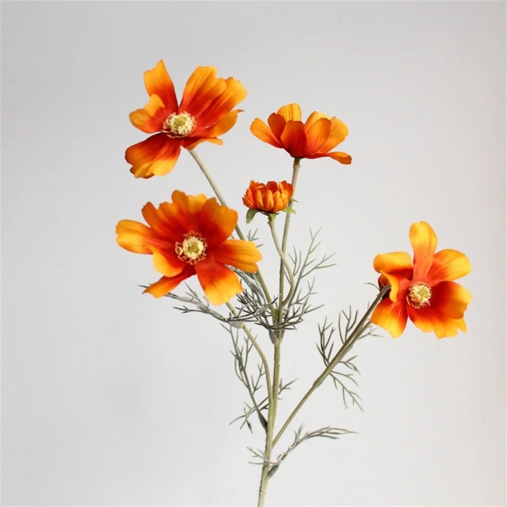 Artificial Gesang Flower Single Branch 4 Fork Queen Cosmos Fake Flower Silk Flower Bouquet Living Room Wedding Home Decoration
