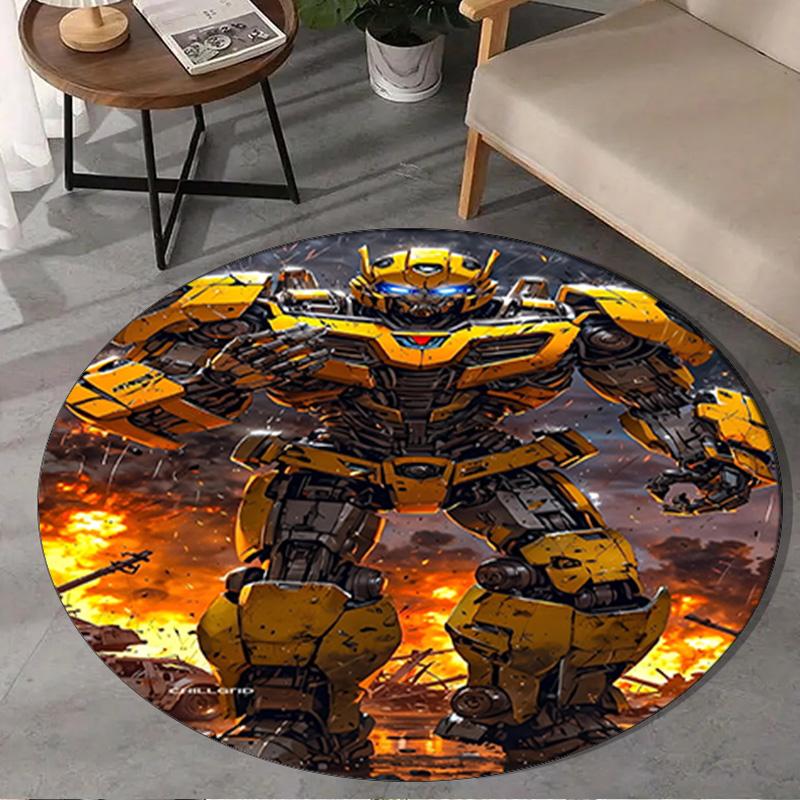 1PC Car robots Battle Round Rug, Non-slip Chair Mat, Home Decor, Circle Carpet Perfect for Office, Bedroom, Living Room,Christmas gift