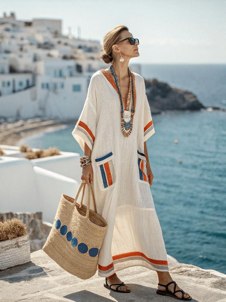Women's Long Sleeve Boho Print Maxi Shirt Dress