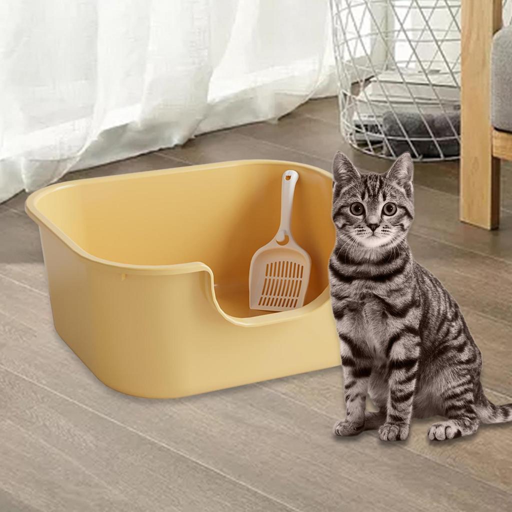 Katzenklo Katzenklo Hohe Seiten Einfach zu Reinigen Wiederverwendbar Offene Oberseite Haustier Katzenklo U-Form Vertiefte Vorderseite Katzentoilette Sandkasten