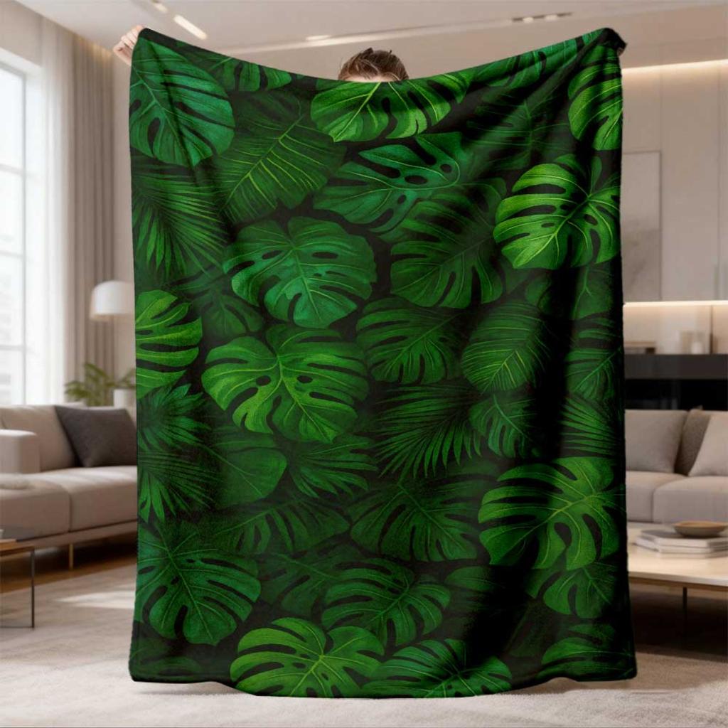 Vintage Botanical Bird Throw Blanket Green Leaf Floral Print Soft Cozy Wrap For Nature Lovers Living Room And Rustic Home Decor
