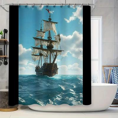 Ocean Adventure Sailboat Waterproof Shower Curtain 3D Printed Bath Decor For Bathroom Decoration High-Quality Home Textile Produ