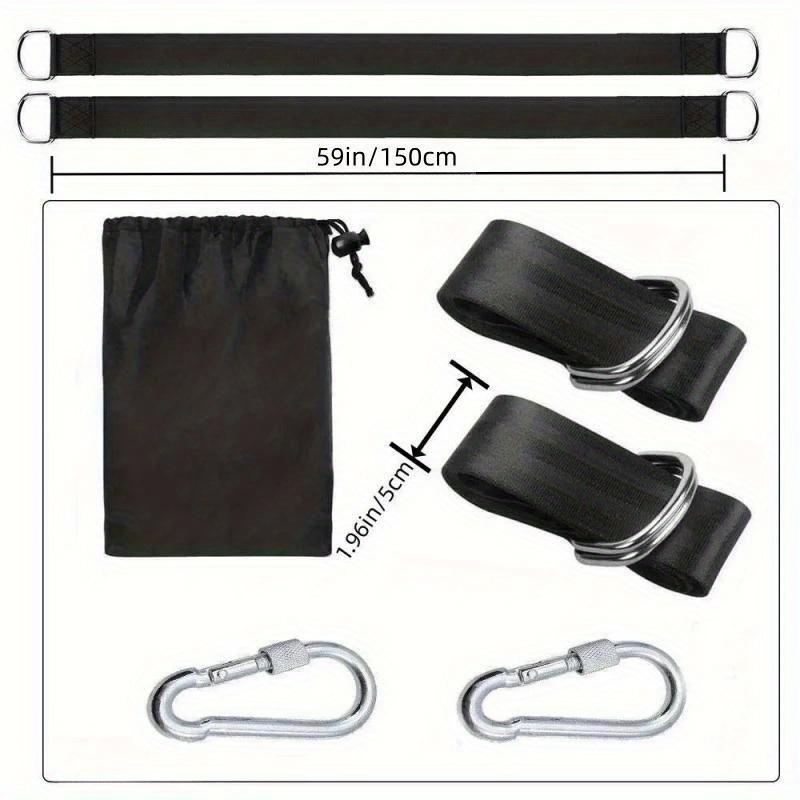 Heavy Duty Nylon Swing Rope Straps, Outdoor Hammock Hanging Kit with Carabiners, Adjustable Tree Swing Connecting Straps