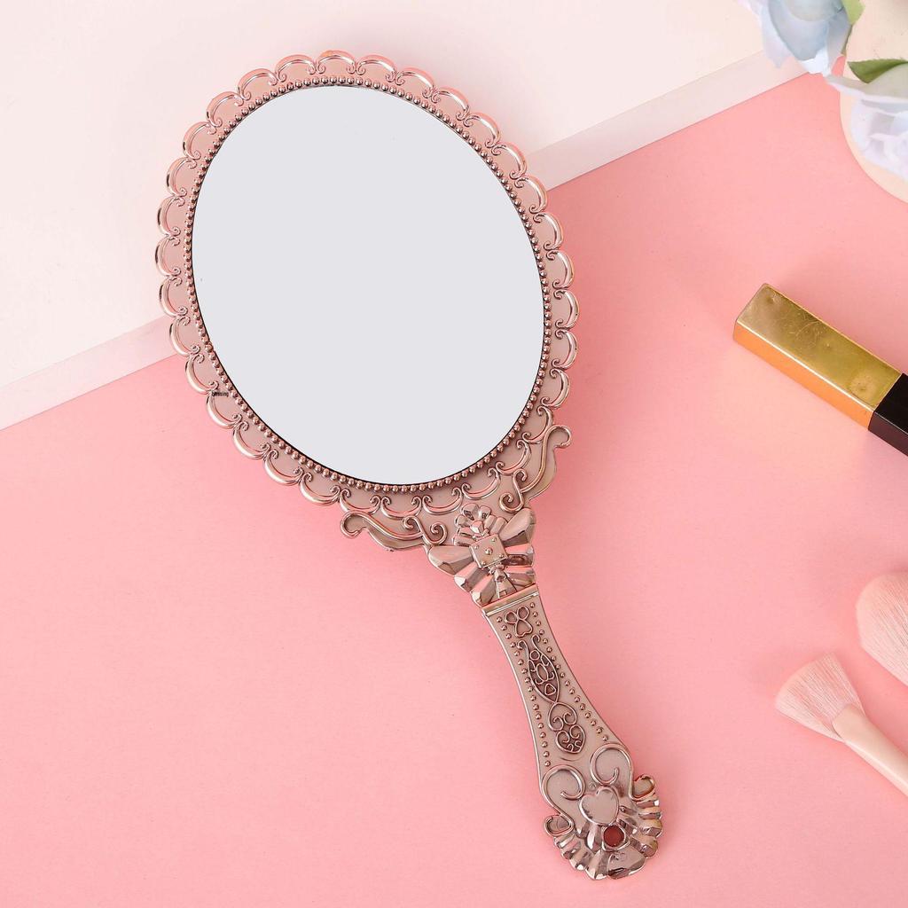 European-Style Irregular Shape Retro Handheld Makeup Mirror with Portable Handle