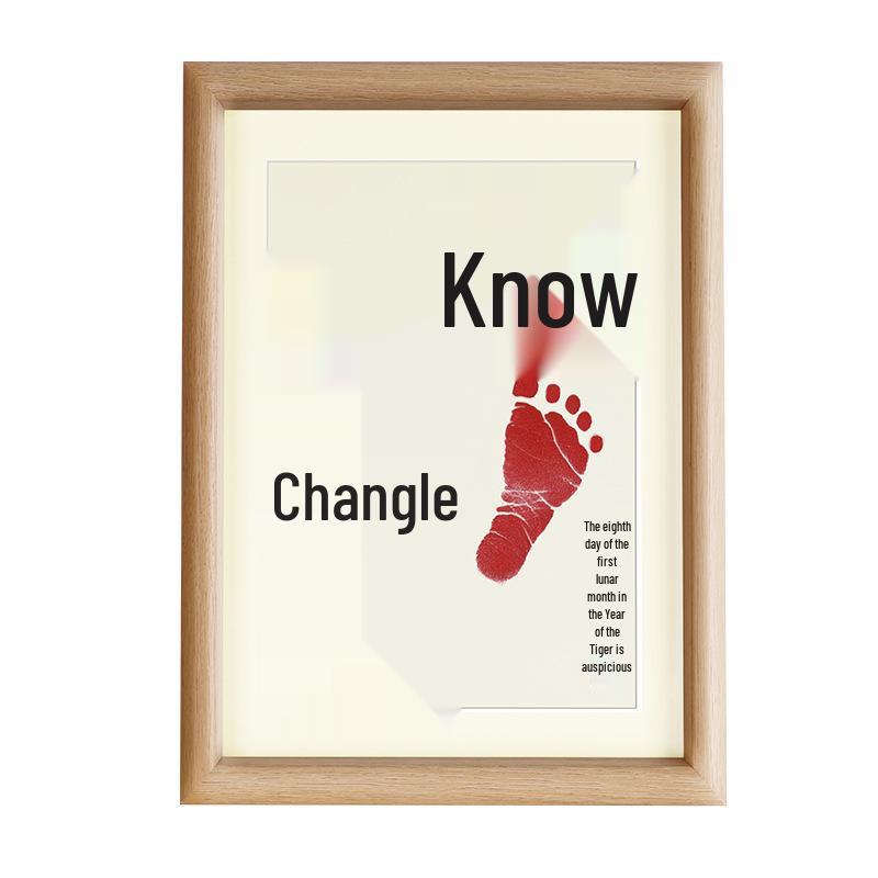 Hand & Footprint Clay Frame: First Birthday Keepsake with Calligraphy Contentment is Happiness