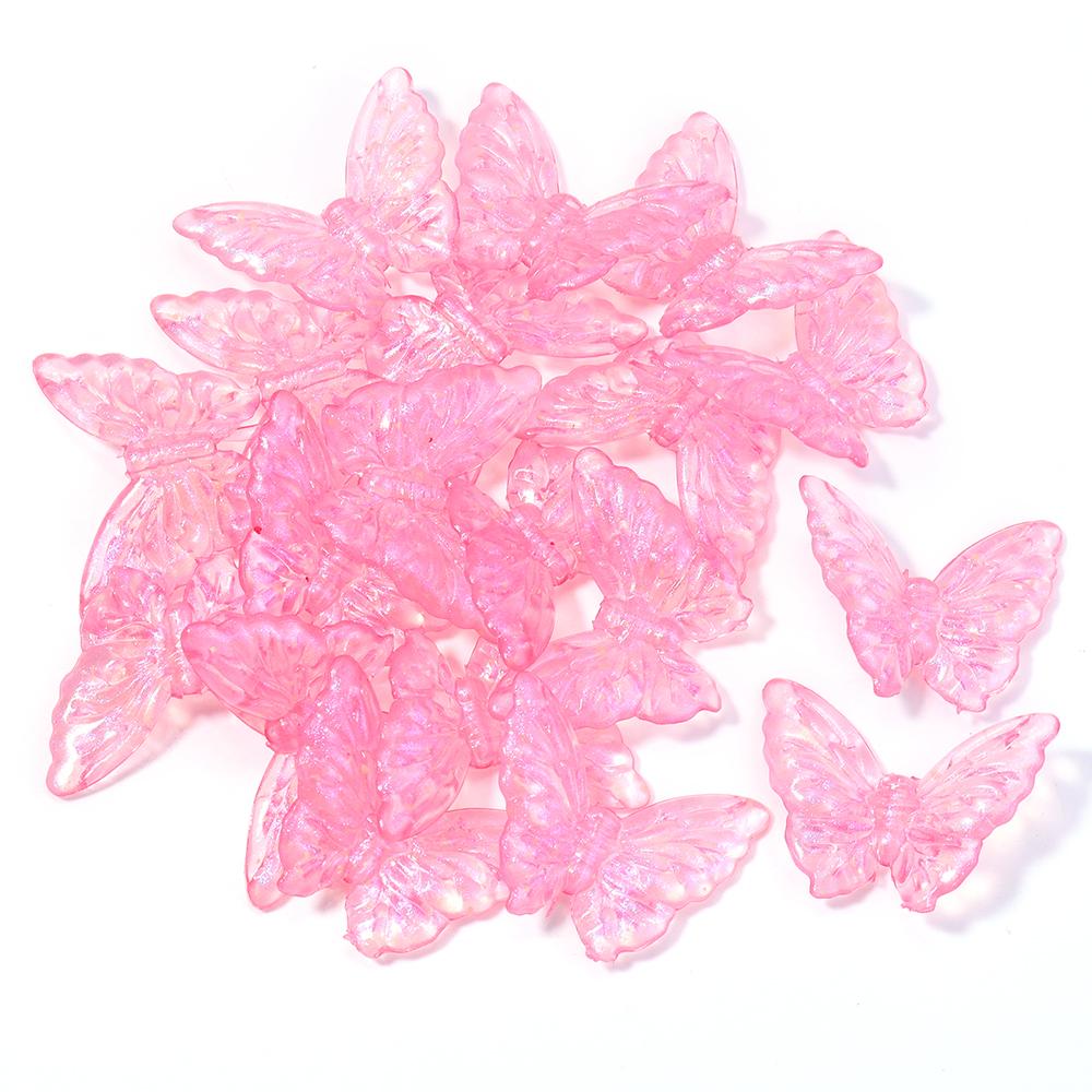 20pcs 36.5x27mm Acrylic Butterfly Beads Colorful Luminous Loose Beads For Jewelry Making DIY Necklace Earrings Phone Key Chain