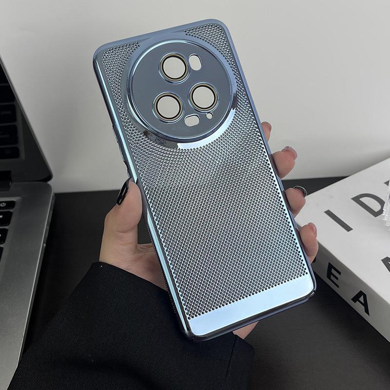 Full Cover Plating Grid Heat Dissipation PC Case With Lens Film For Honor Magic5 Magic 5 Pro Back Shell Protector