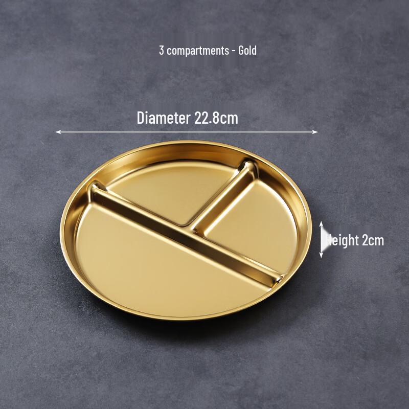 304 Stainless Steel 3-Compartment Divided Meal Plate